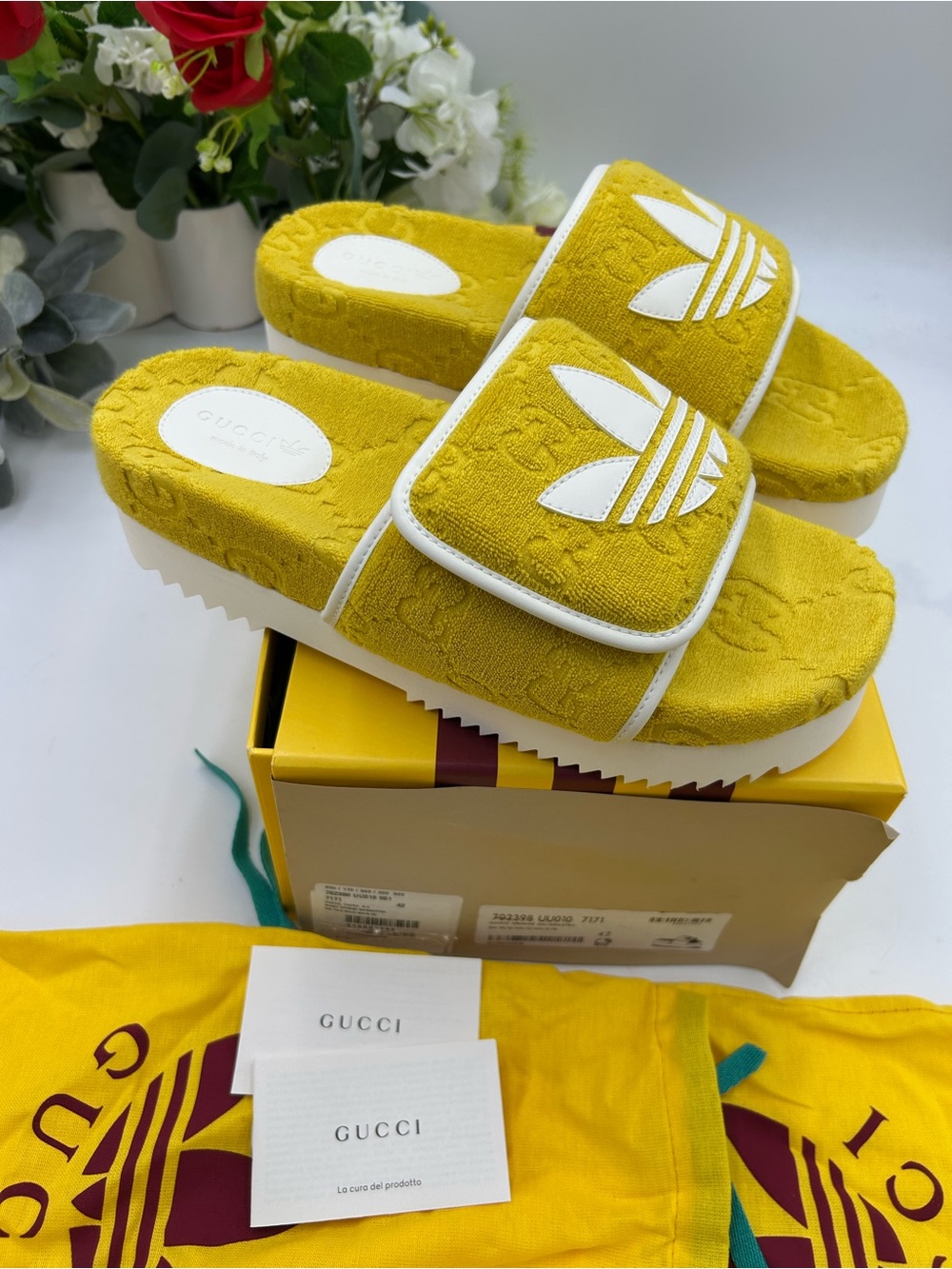 Women's Gucci X Adidas slide sandals size 42 fits 11 US made in Italy - Picture 10 of 13